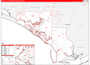 Panama City Metro Area Wall Map Red Line Style